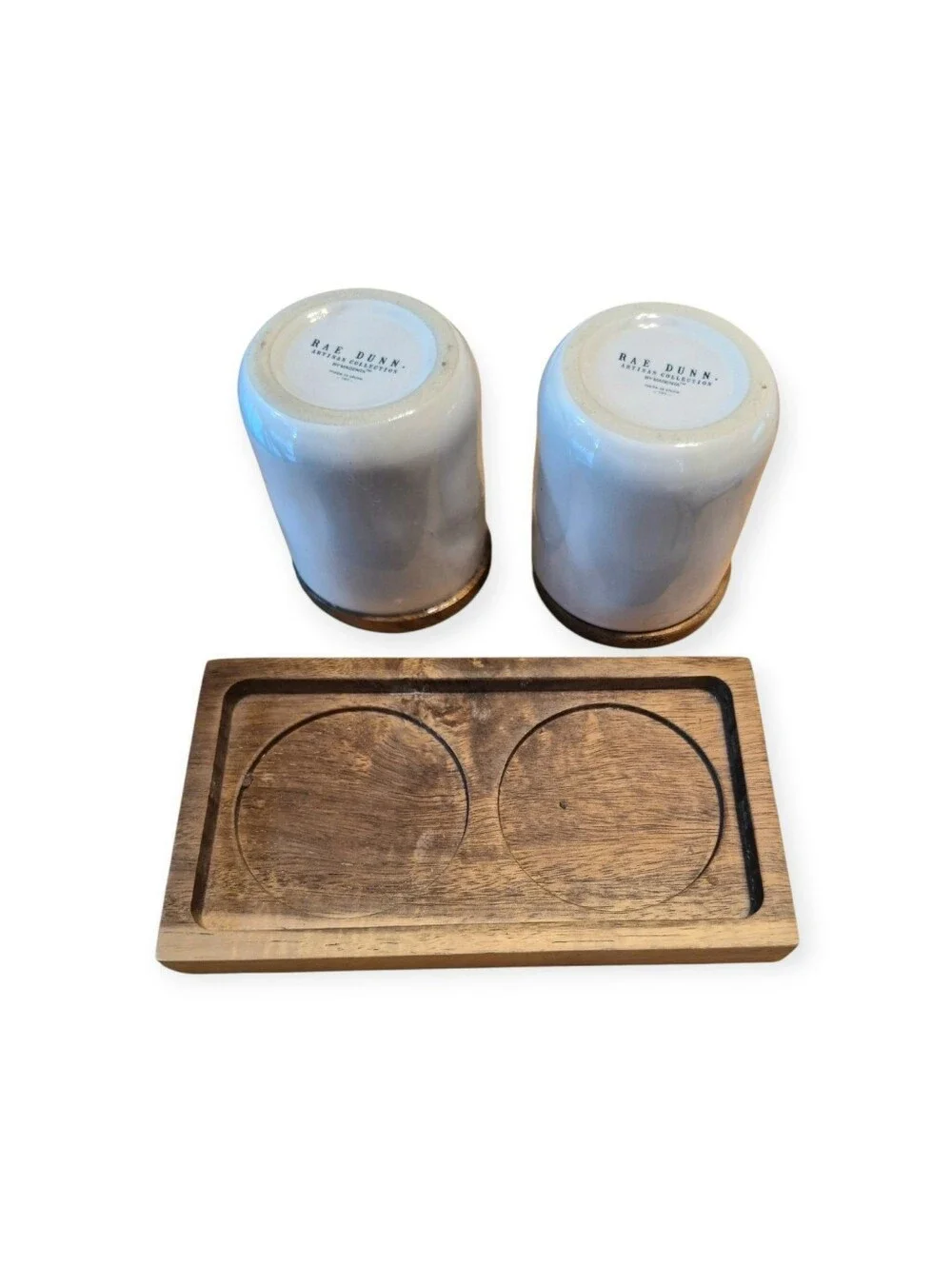Rae Dunn Sparkle & Shine Ceramic Canister Set with Wood Lids